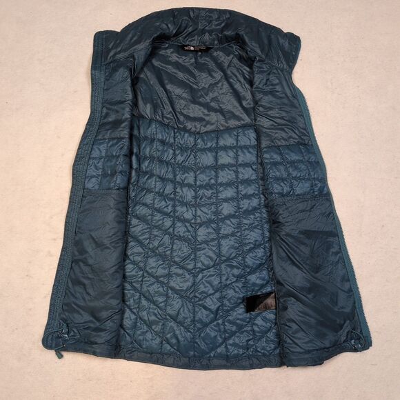 The North Face Womens XS Thermoball Teal Blue Puffer Vest Pockets Eco Insulated - Picture 13 of 14